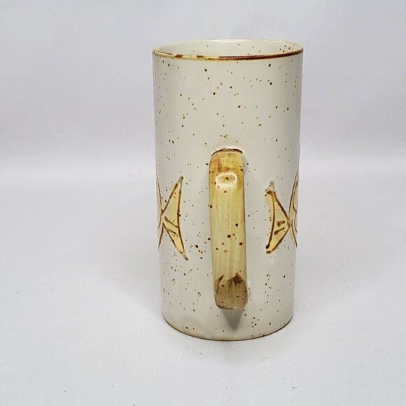 Fish Coffee Mug Cream Brown Yellow Speckle Studio Look 5 1/2" X 2 3/4 - Picture 4 of 6
